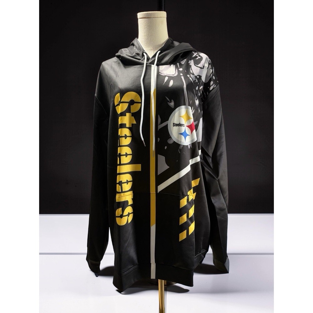 Pittsburgh Steelers Unbranded Black Graphic Pullover Hooded Sweatshirt Size 2XL